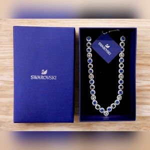 Swarovski Angelic Square Necklace | Blue Crystals | Rhodium Plated
